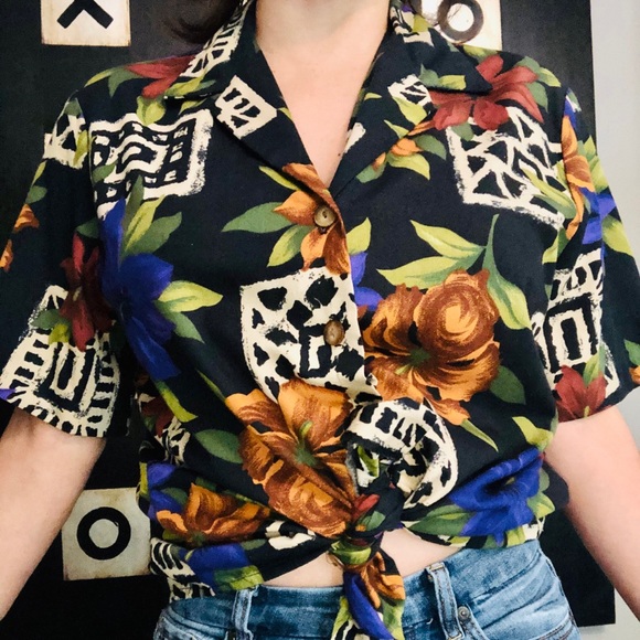 Vintage- purple tropical shirt - Picture 2 of 4